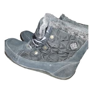 Columbia Powder Shorty Womens 8 Black Suede Lace Up Waterproof Winter Sn…